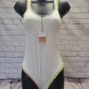 Ferrarini x PQ PQ Crochet-Trim One-Piece Swimsuit- White